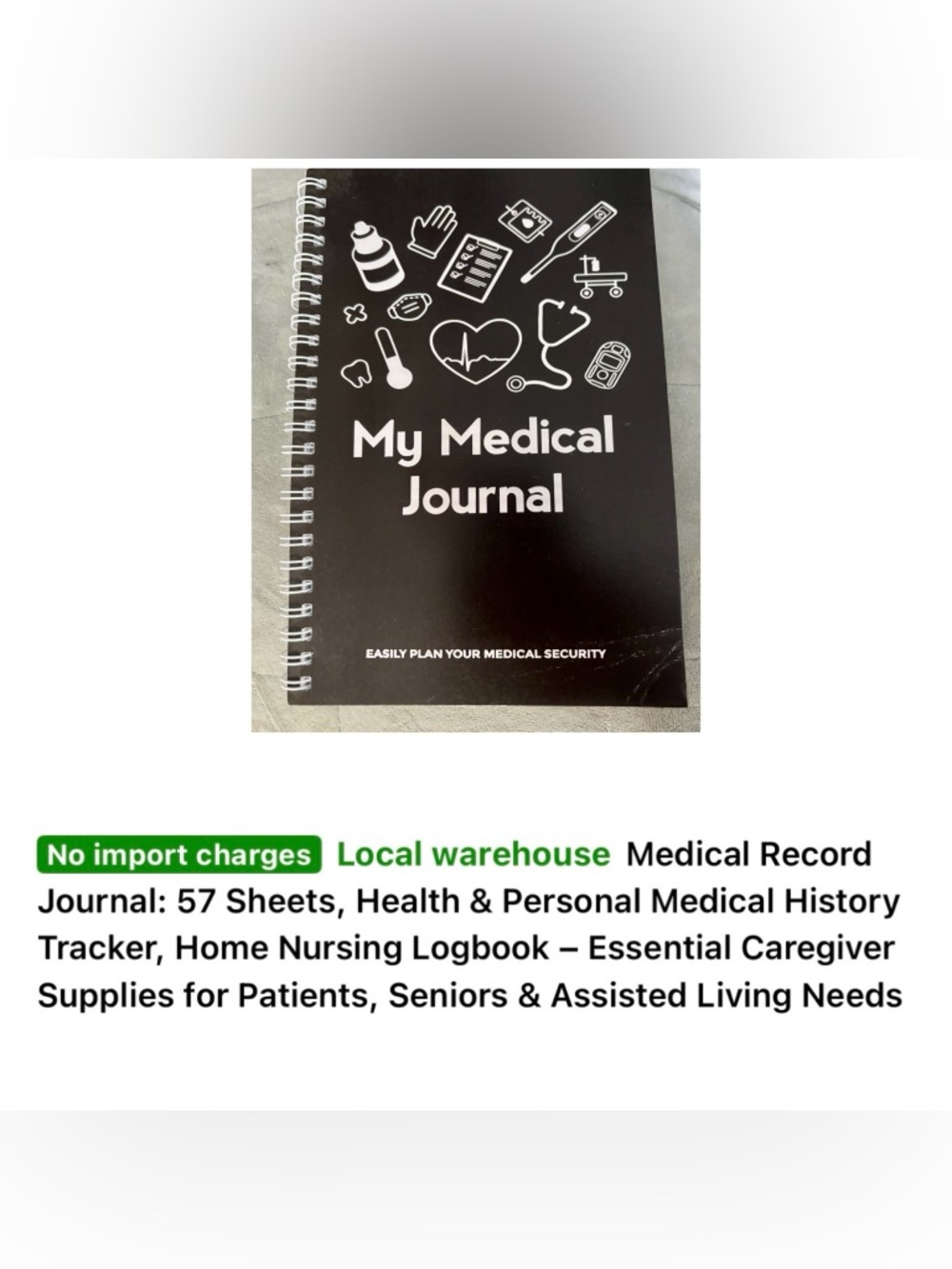 My Medical Journal - Black & White Spiral Notebook